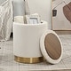 preview thumbnail 22 of 88, Adeco Round Storage Ottoman Footrest Stool Velvet Gold Plating Base