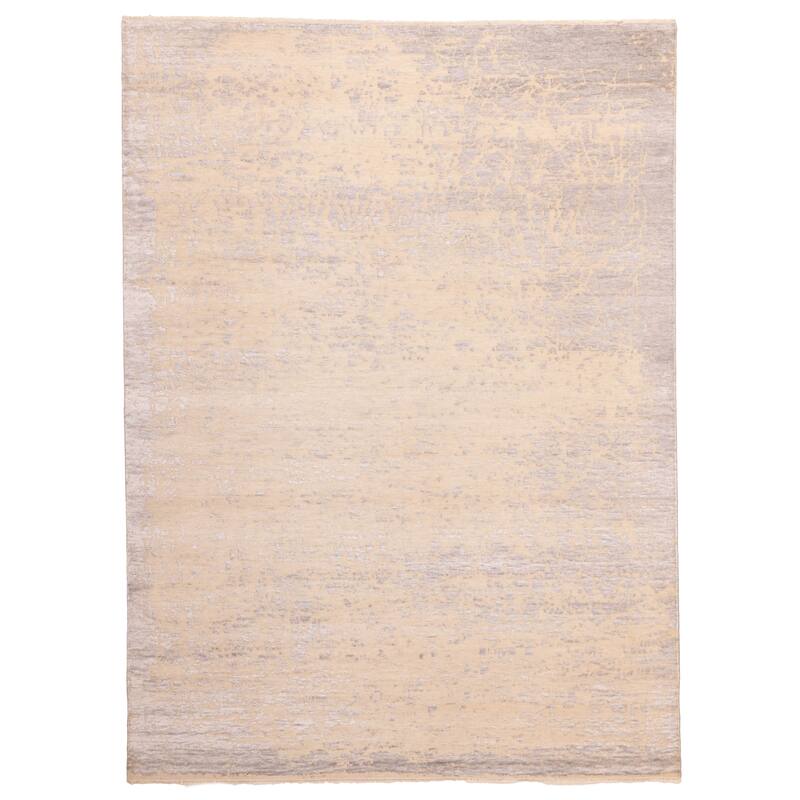 ECARPETGALLERY Hand-knotted Legacy Cream, Light Grey Silk, Wool Rug - 8'11 x 12'0