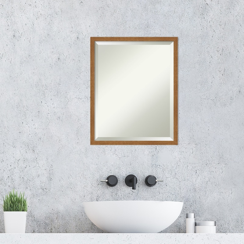Beveled Wood Bathroom Wall Mirror - Carlisle Blonde Narrow Frame - Carlisle Blonde Narrow