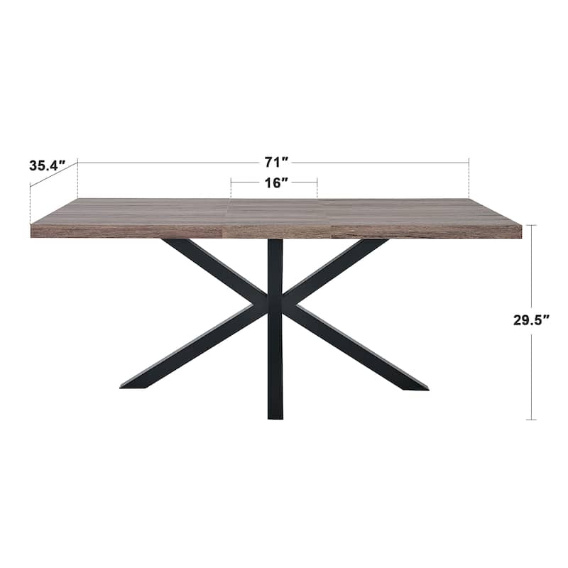 71in Pedestal Dining Table with Extension Leaf Crossed Legs