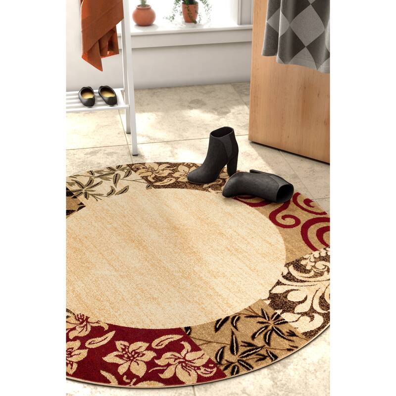 Well Woven Barclay Vane Willow Damask Floral Waves Modern Area Rug