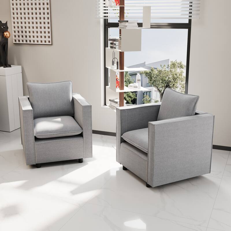 Grey Linen Decorative Single Sofa Chair with Soft Cushion