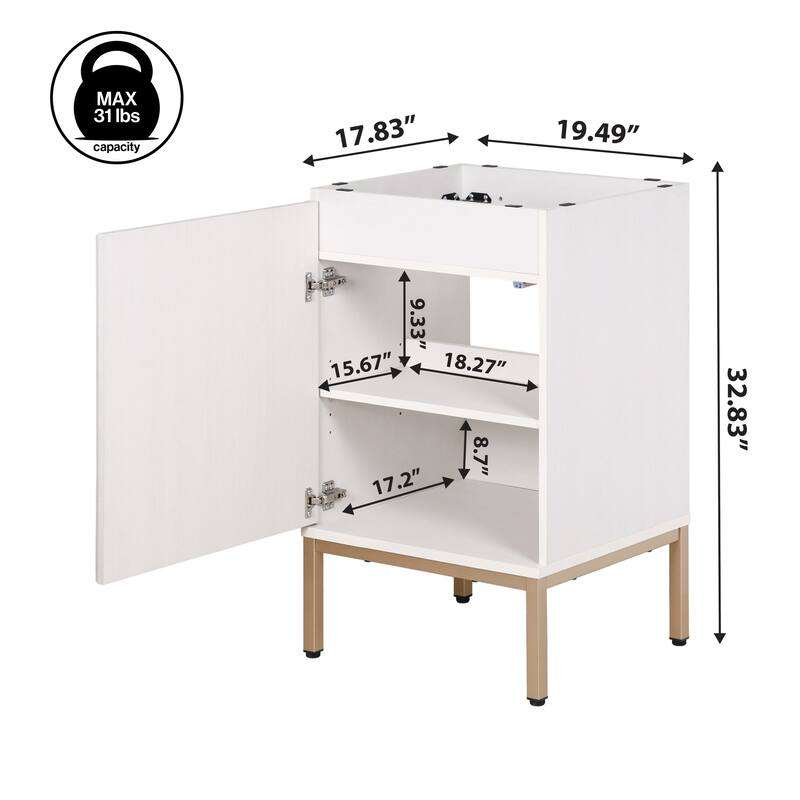 Rowan Geometric Modern Transitional 2-Shelf Bath Vanity Cabinet Only (Sink Basin Not Included), By JONATHAN Y
