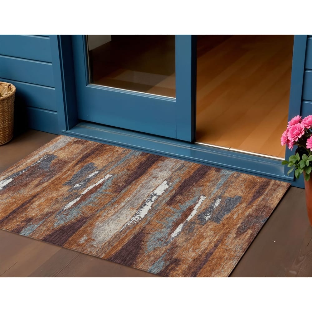 HomeRoots Abstract Transitional Rectangle Outdoor Rug