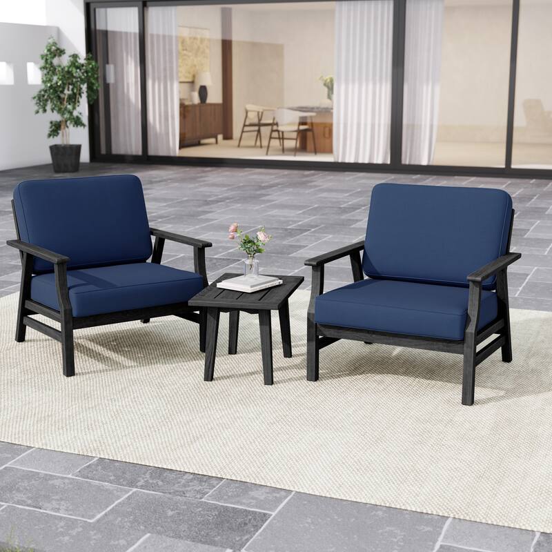 3-piece Cushioned Outdoor Club Chiars With Side Table