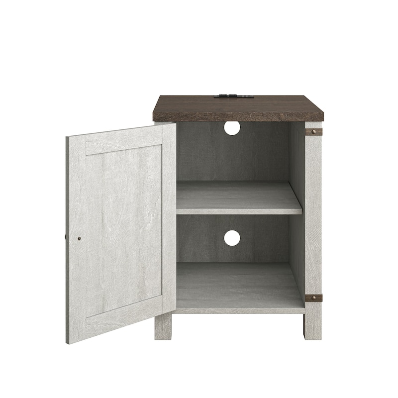 Farmhouse End Table with Charging Station and Storage - 24" in Height