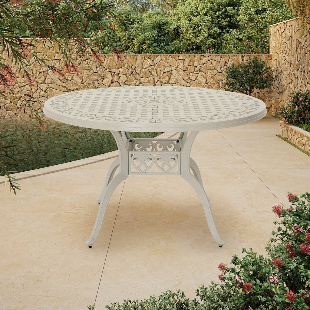 Clihome 47" Cast Aluminum Patio Round Dining Table in Bronze