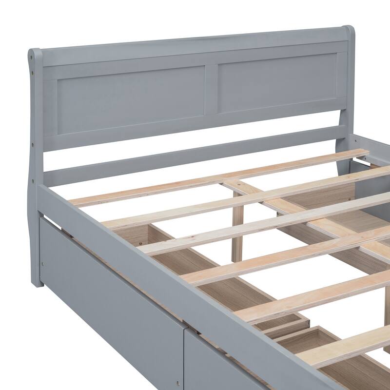 Platform Bed with 4 Drawers and Streamlined Headboard