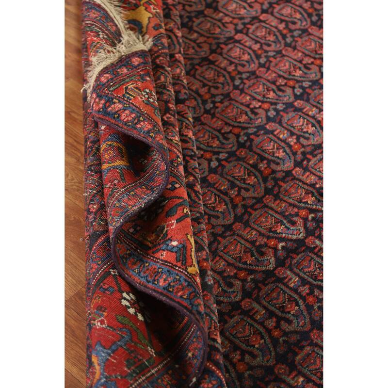 Hand Knotted Oriental 100% Wool Carpet Traditional All-Over Navy Blue & Blues Bidjar Area Rug - 17' 8'' X 6' 9''