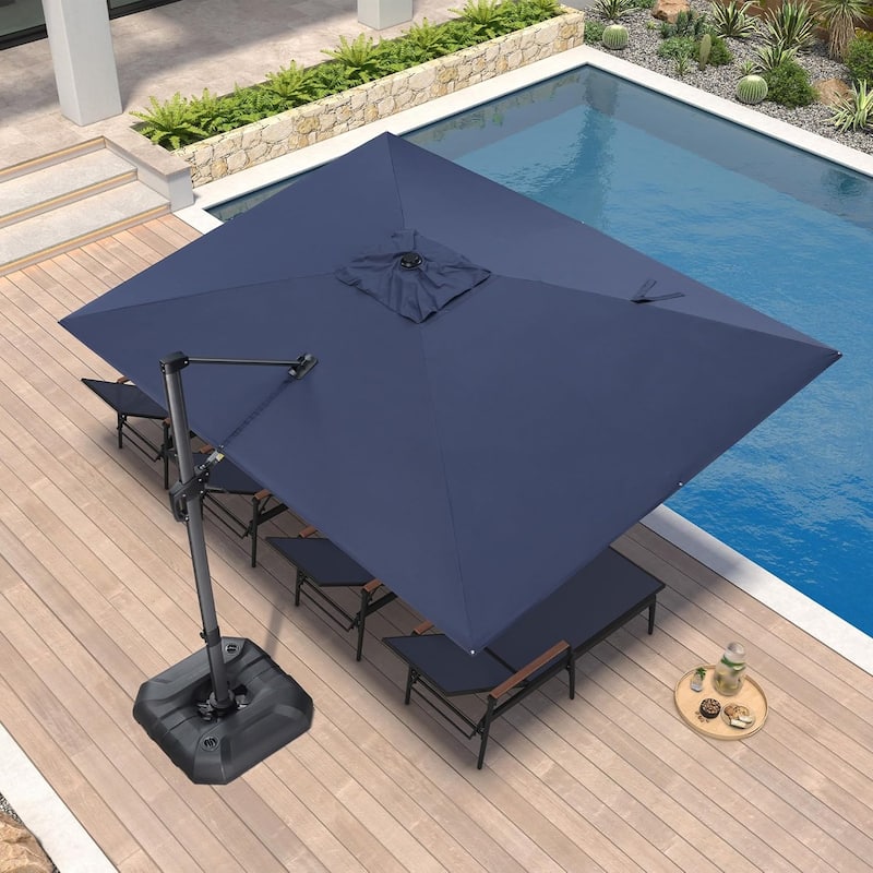 best patio umbrella rectangular Amazon.com : MEVBC 10 X 13 FT Cantilever Outdoor Patio Umbrella with LED  Lights Large Heavy Duty 360 Rotation Double Top Offset Rectangular  Umbrellas for Backyard Garden Pool Outside Deck, Beige :