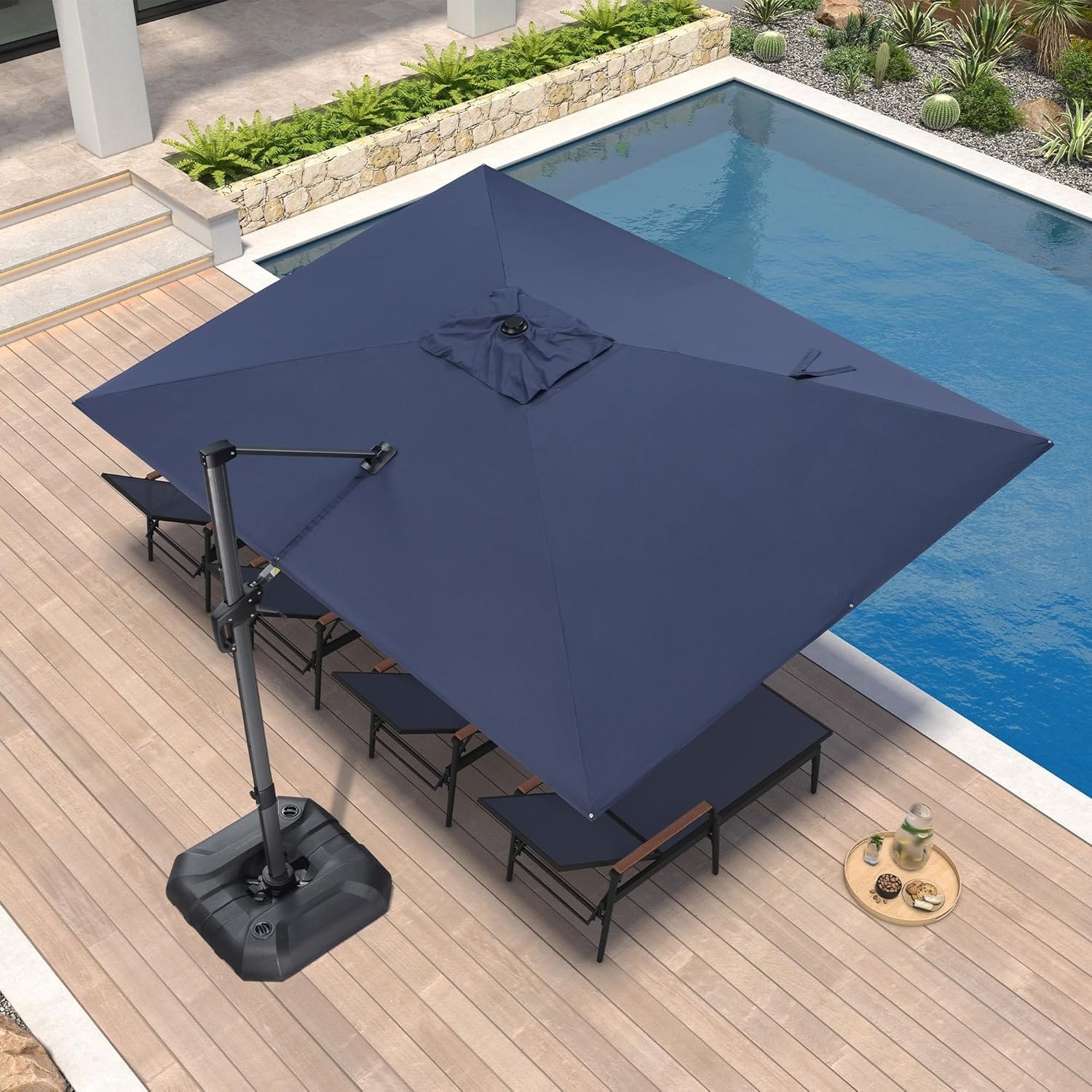 PURPLE LEAF 9 x 11.5 ft 360 Degree Rotation Patio Umbrella With Base