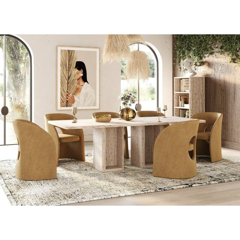 Modrest Brea Modern Tan Fabric Dining Chair
