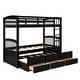 preview thumbnail 19 of 17, Stylish & Simple Twin Bunk Bed with Ladder, Safety Rail, Twin Trundle Bed with 3 Drawers for Bedroom, Guest Room, Black