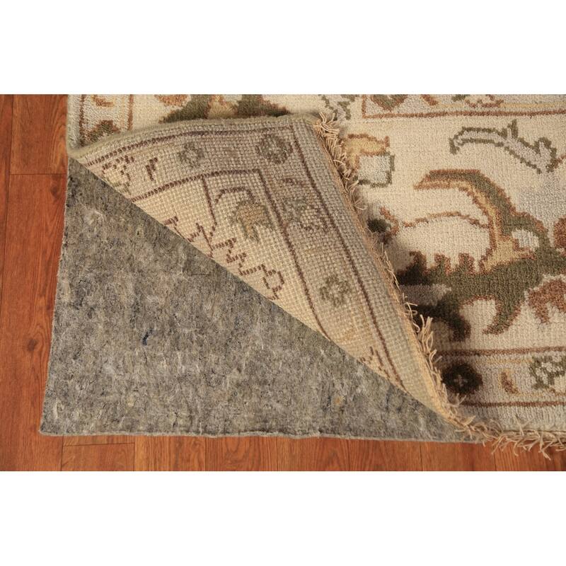 Earth Tone Oushak Indian Area Rug Hand-Knotted Floral Wool Carpet - 9'0"x 11'10"