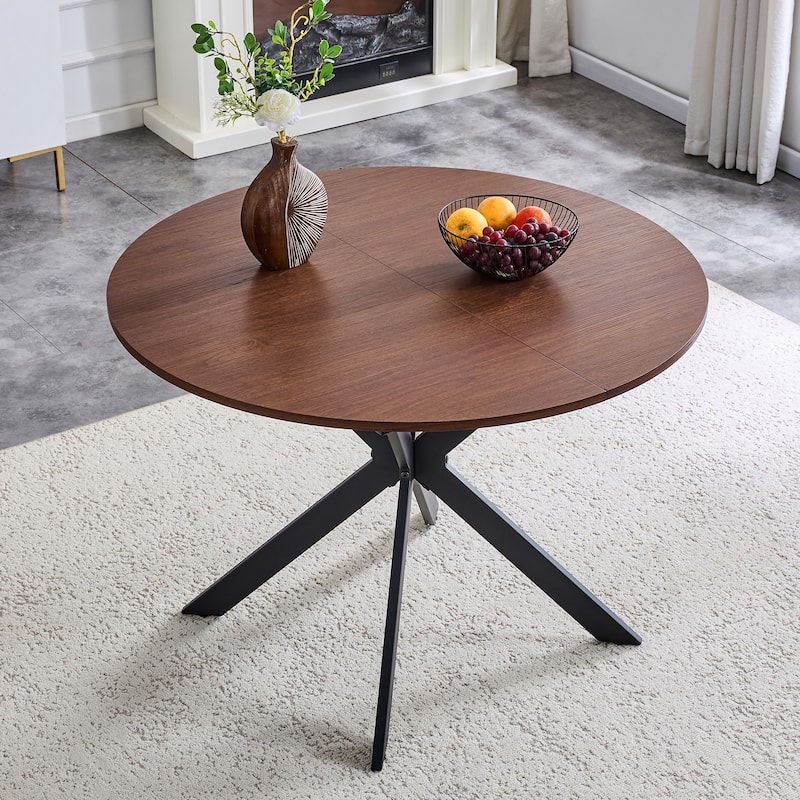 Extendable Round Dining Table (43" to 54") Space-Saving Dining Table with Sturdy Metal Legs,for Small Apartment/Living Room