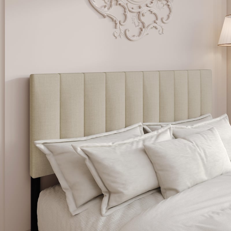 Clayfell Dennis Twin Upholstered Headboard with Vertical Channel Design, Adjustable Height, Gray