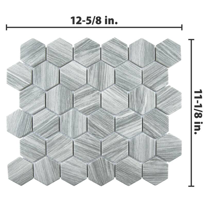 Merola Tile Llama 2" Hex Matte Silver Smoke 11-1/8" x 12-5/8" Porcelain Floor and Wall Tile