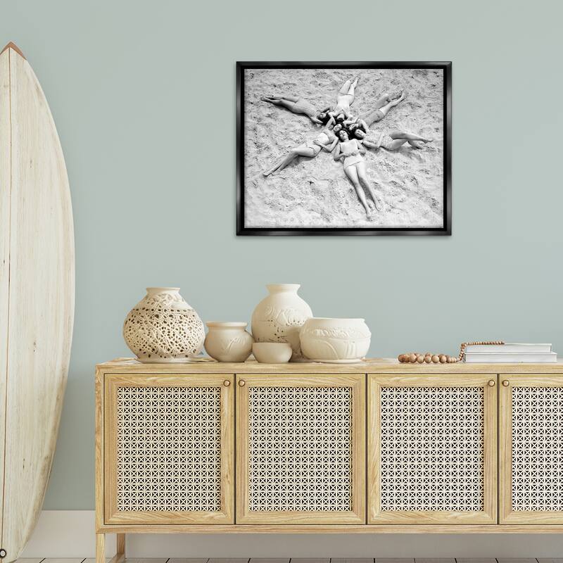 Stupell Women on Beach in Star Shape Framed Floater Canvas Wall Art Design By Arlington Prints