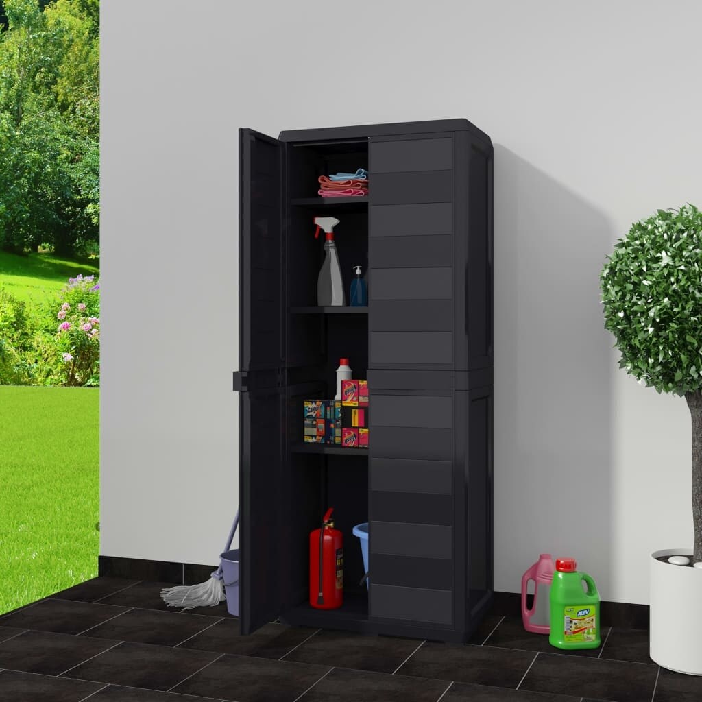 Tidyard Garden Storage Cabinet With 3 Doors 4 Adjustable Shelves With Locking System Home Garden Decor Black Storage Sheds Outdoor Storage