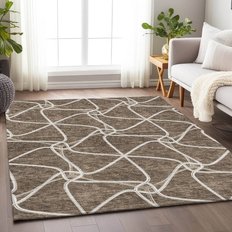 Premium Washable Super Soft Contemporary Geo Mayfield Rug - Brown - 8' x 10'