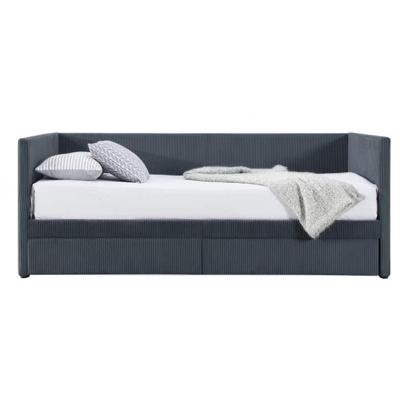 Corduroy Daybed Twin Size with Two Drawers and Wood Slat