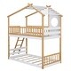 preview thumbnail 6 of 7, Twin Over Twin Bunk Bed Wood Bed with Roof Window and Ladder, Natural