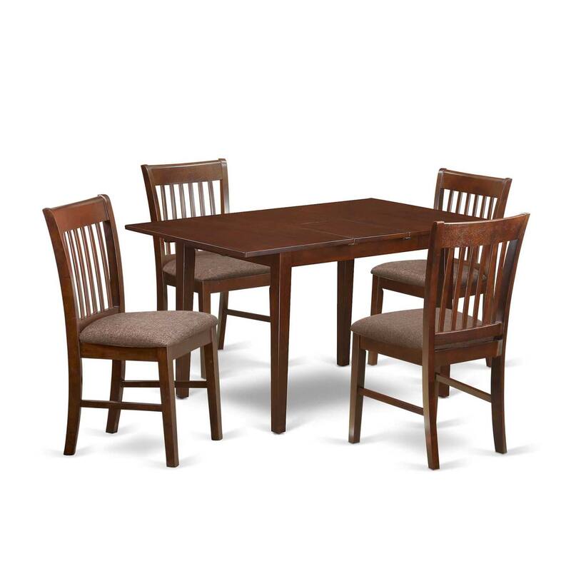 HomeStock 5-Pc Mahogany Finish Solid Wood Top - Dining Room Set - Seats 4