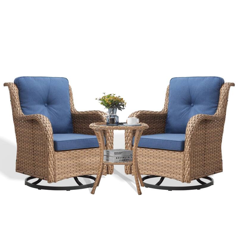 Gymojoy Wicker Swivel Glider Chair with Water-Resistant Olefin Cushions