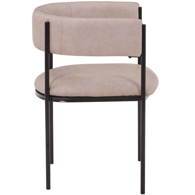 Dining Chair in Leather with Open-Back and Powder Coated Iron Legs Set of 2