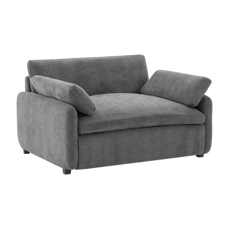 Oversized Chenille Single Sofa Chair – Wide and Deep Seat Accent Chair with Throw Pillows by Harper&Bright Designs