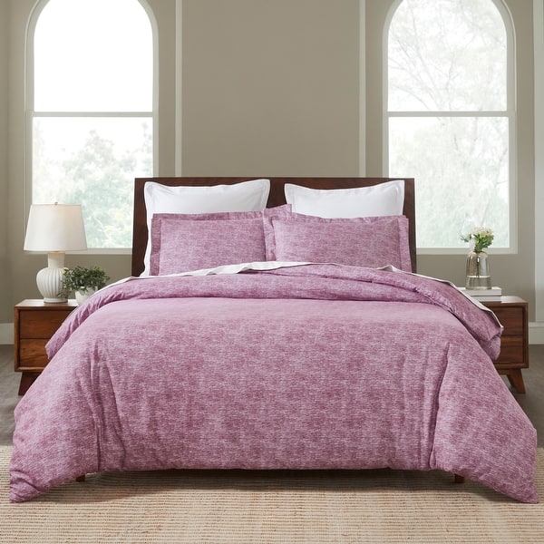 slide 2 of 6, Superior Melange Flannel Cotton Two-Toned Brushed Duvet Cover Set Fig Plum - California King