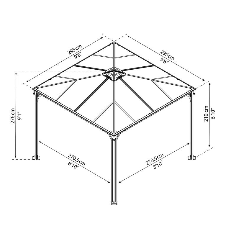 Palermo 10 ft. x 10 ft. Gray/Bronze Outdoor Gazebo