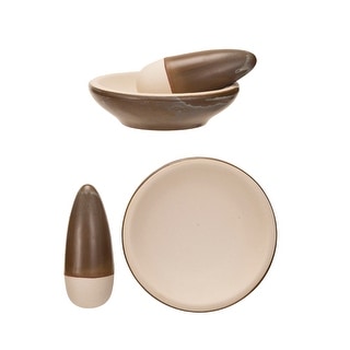 Stoneware Mortar and Pestle with Reactive Glaze - 8.0"L x 8.0"W x 2.8"H - 8.0"L x 8.0"W x 2.8"H