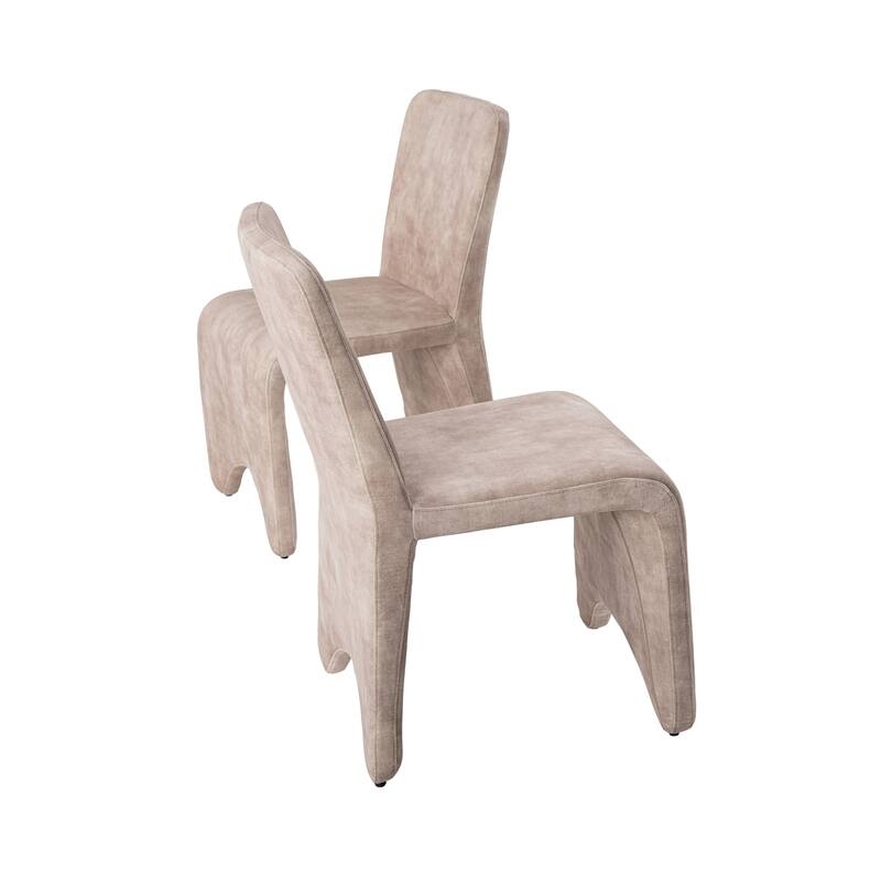 Modrest Ditka Modern Beige Velvet Dining Chair (Set of 2)