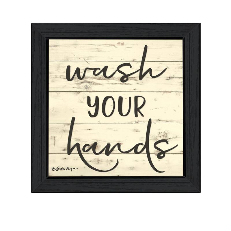 TrendyDecor4U "Wash Your Hands" Framed Print Wall Art - Charcoal