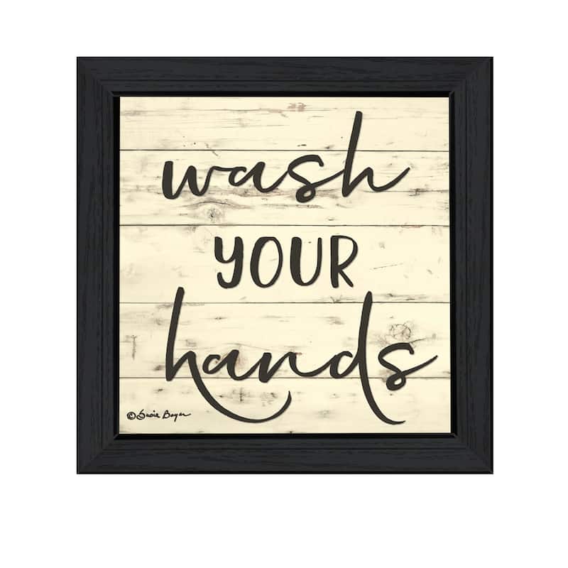 TrendyDecor4U "Wash Your Hands" Framed Print Wall Art - Charcoal