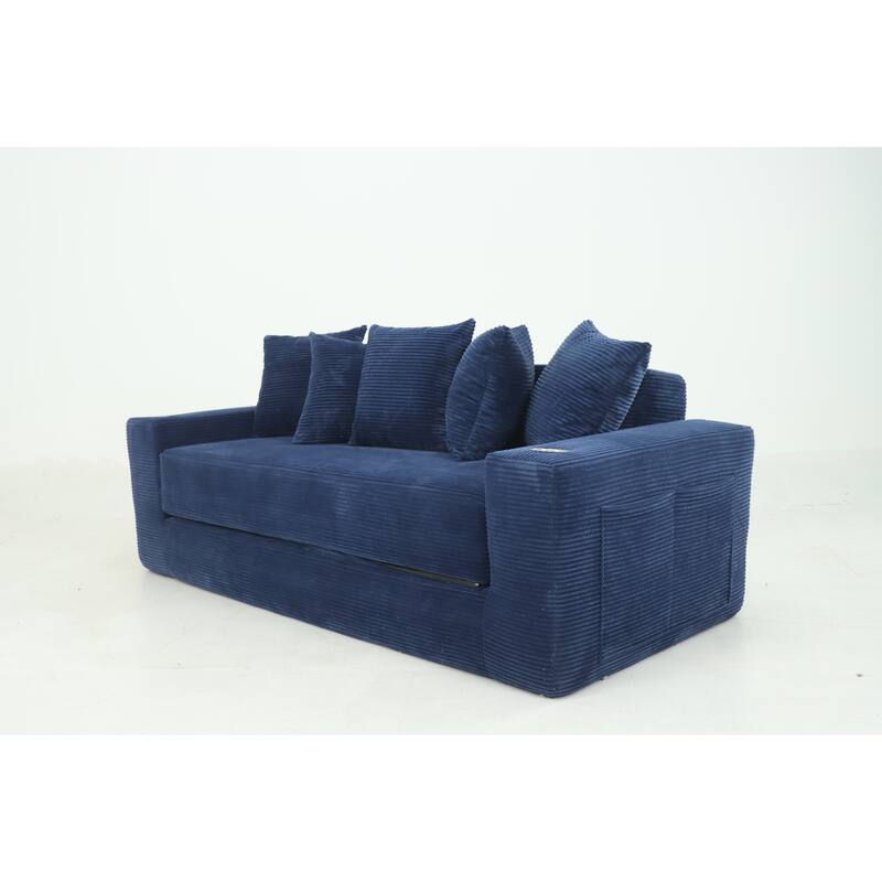 Convertible Sofa Bed, 76" Boneless Loveseat Couch 2 in 1 Foldable Floor Sofa Couch with 2 Cup Holders, Folding Sleeper Chair