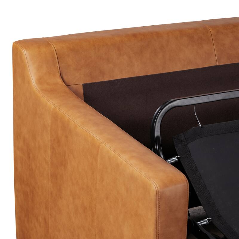 Poly and Bark Sorrento Leather Pull-Out Convertible Sleeper Sofa In Cognac Tan