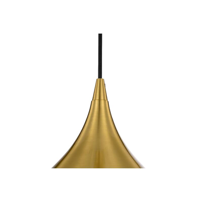 1-Light 12 in. Gold Single Pendant with Teardrop Metal Shade