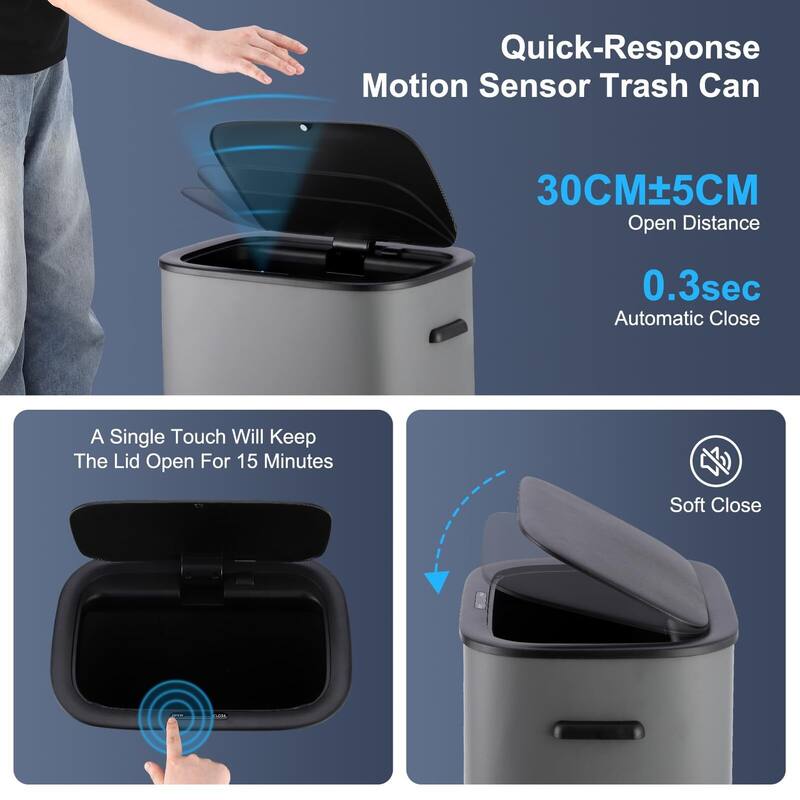 Automatic Trash Can with Lid,13 Gallon Smart Trash Can, 50L Motion Sensor Trash Can