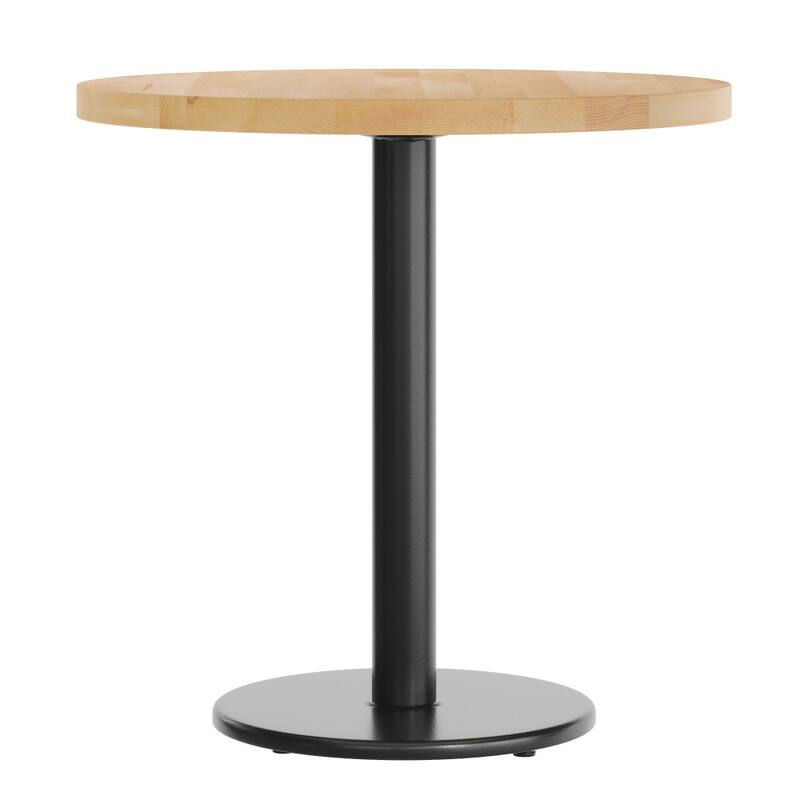 Round Solid Wood Commercial Tabletop with 18" Round Dining Height Base - 30"W x 30"D x 29.5"H