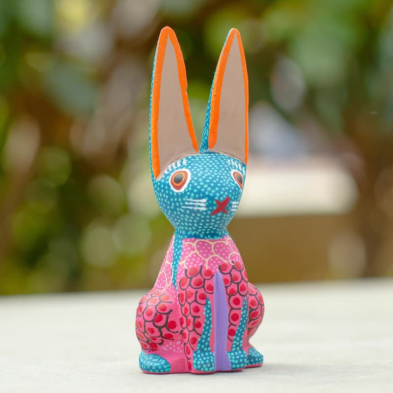 Novica Handmade Oaxacan Bunny Wood Alebrije Figurine