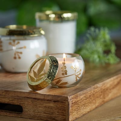 Frosted Juniper Soy Wax Christmas Candles - 3.25" - Set of 3