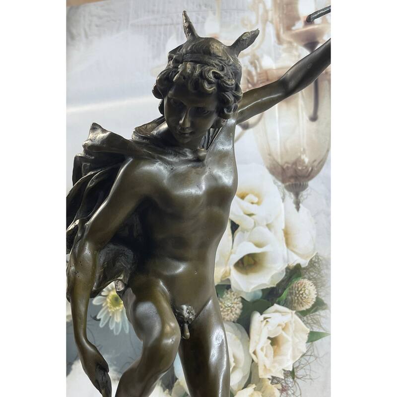 Flying Mercury Hermes W/ Caduceus Bronze Statue Sculpture Giambologna 20 Inches X 11 Inches