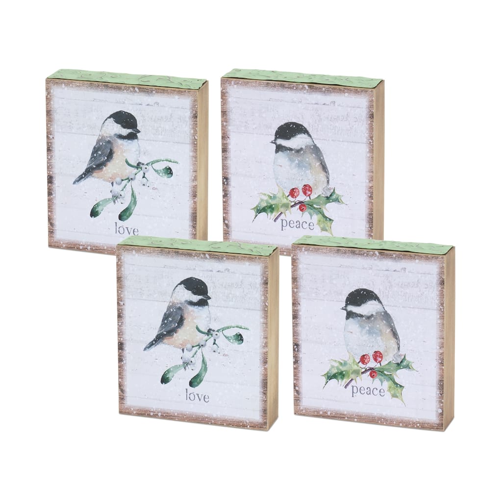 Chickadee Block Sign (Set of 4)