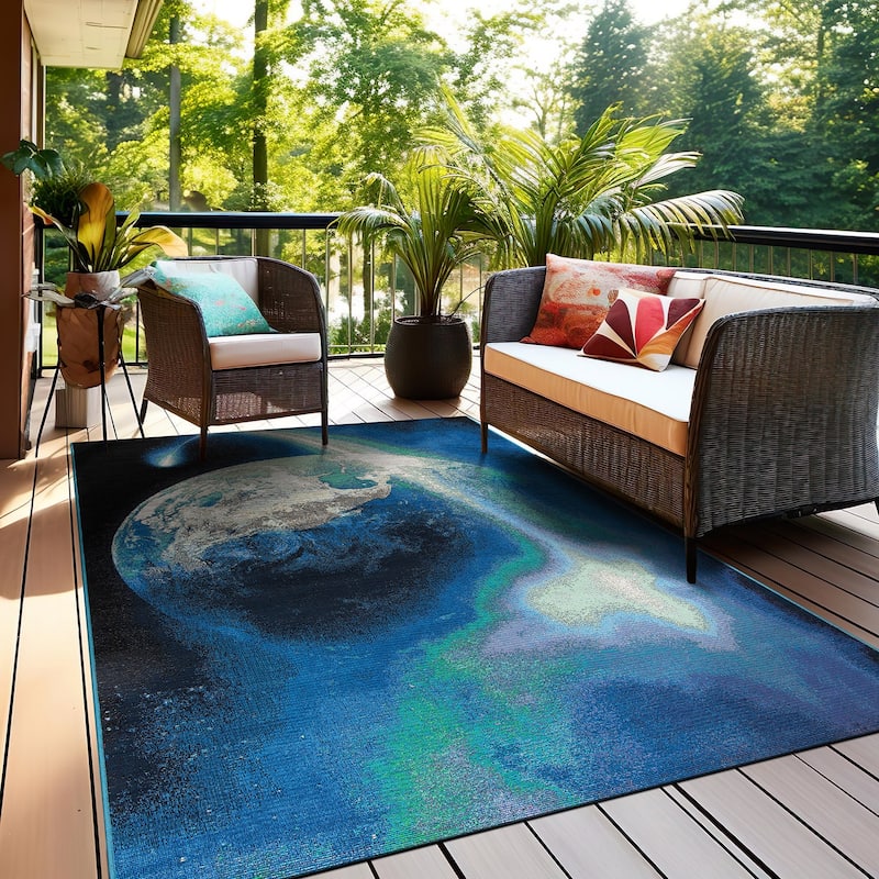 World Rug Gallery Galaxy Collection Adventure Earth Indoor/Outdoor Area Rug