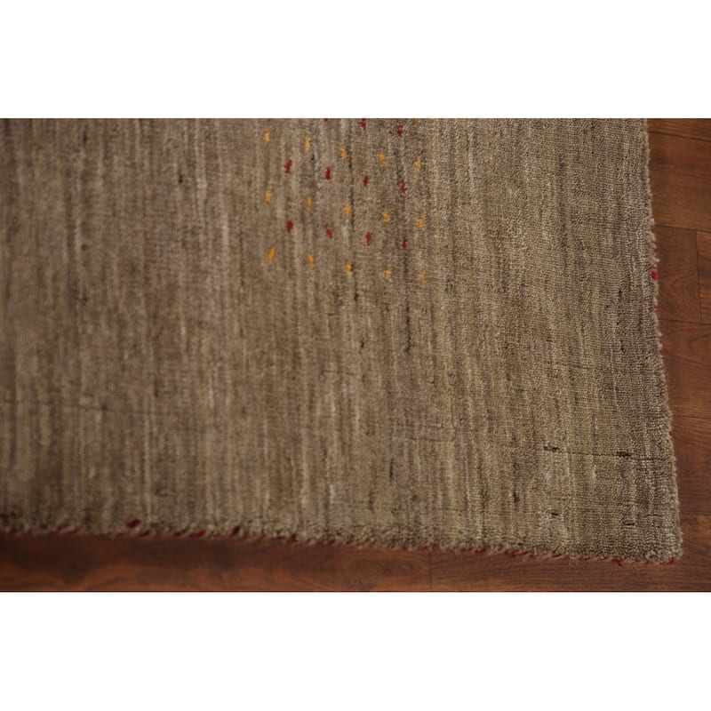 Brown Gabbeh Indian Area Rug Handmade Oriental Wool Carpet - 7'11"x 9'10"