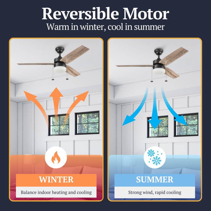 48" Prominence Home Reston Bronze Farmhouse LED Ceiling Fan with Light, Pull Chain - 48