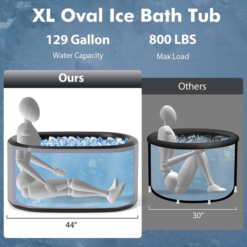 Costway XL 129 Gal Oval Ice Bath Tub for Athletes with Cover Hand Pump - See Details