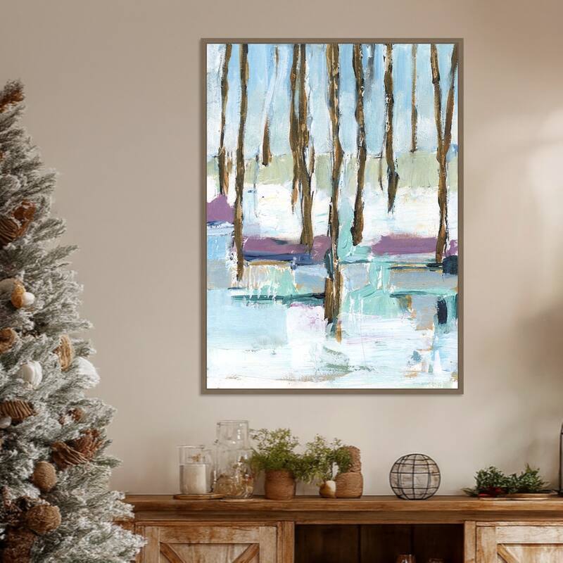 Pastel Forest II by Ethan Harper Framed Canvas Wall Art Print - Sylvie Dark Gold